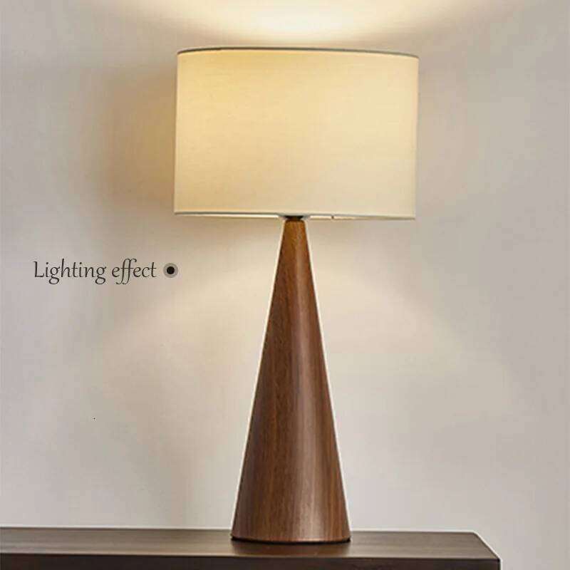 Vintage Table Lamp E27 Bulb Bedside Lights 62cm Height Lighting 30cm Diameter Fabric Shade Iron Base For Living Room Home Decor Z260227