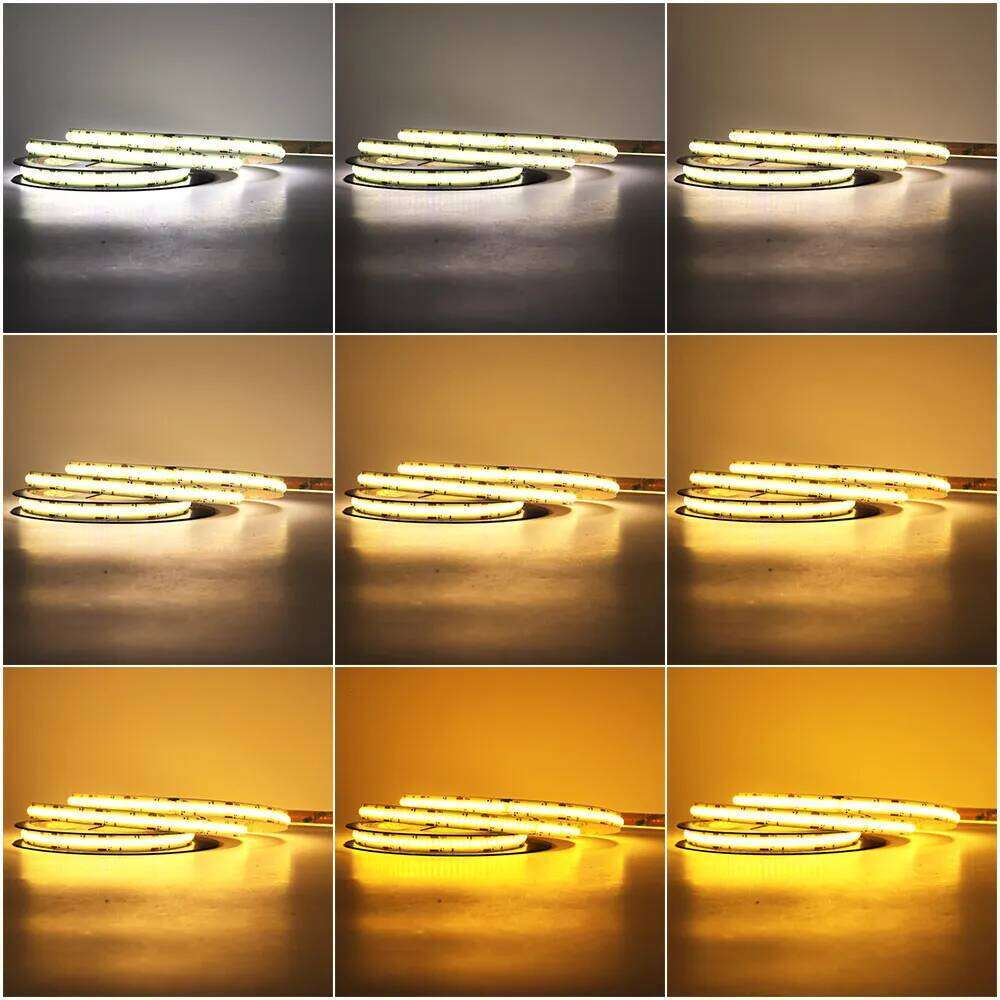 2700K-6500K Dimmable Light 5mm 10mm COB LED Bicolor High Density Flexible Led Tape DC12V 24V 1-10m CCT Strip Z260226