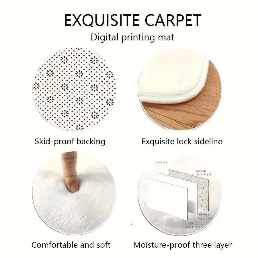 1pc Meditation on Female Chakra Energy Round Rug, Non-slip Floor Mat for Living Room, Bedroom, Bathroom, Holiday Home Decoration H260226