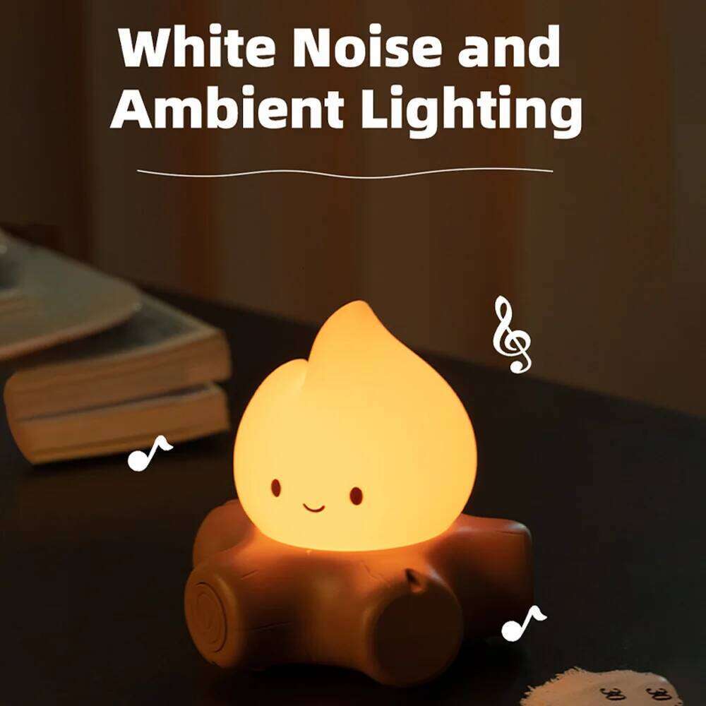 Campfire Night Lights With White Noise Creative Room Decoration Atmosphere LED Light Desk Lamp For Kids Christmas Birthday Gifts Z260227