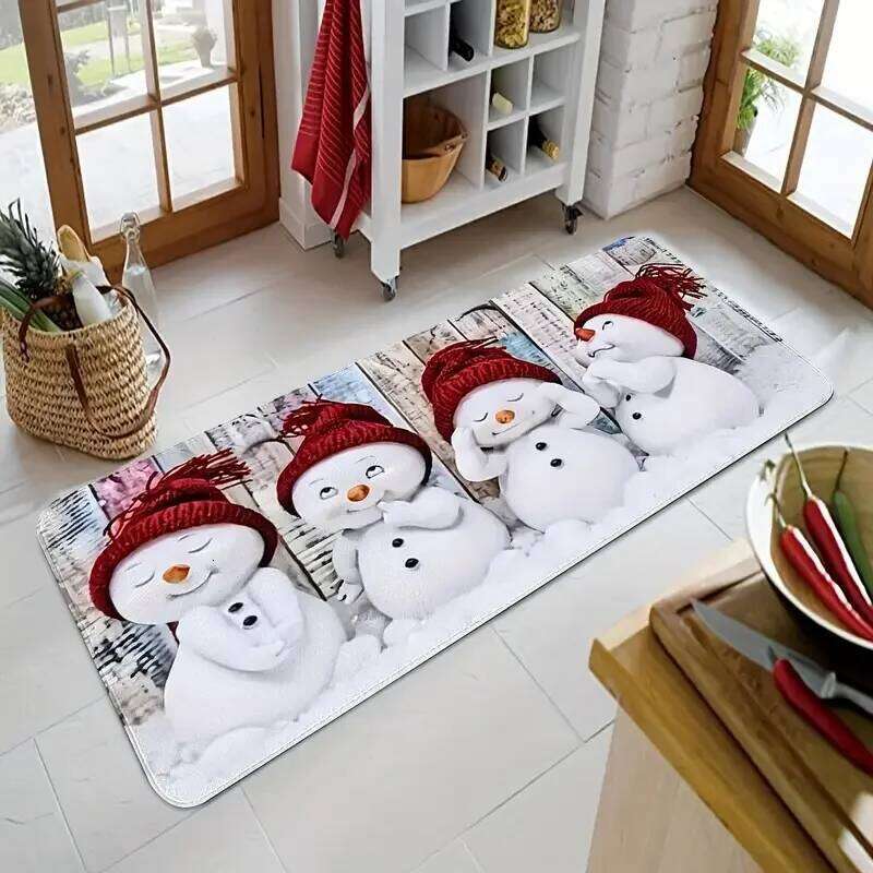 VIKAMA Christmas Cute Snowman Doormat Comfortably Soft and Warm Non-Slip Entrance Hallway Mat Kitchen Rug Home Decor H260226