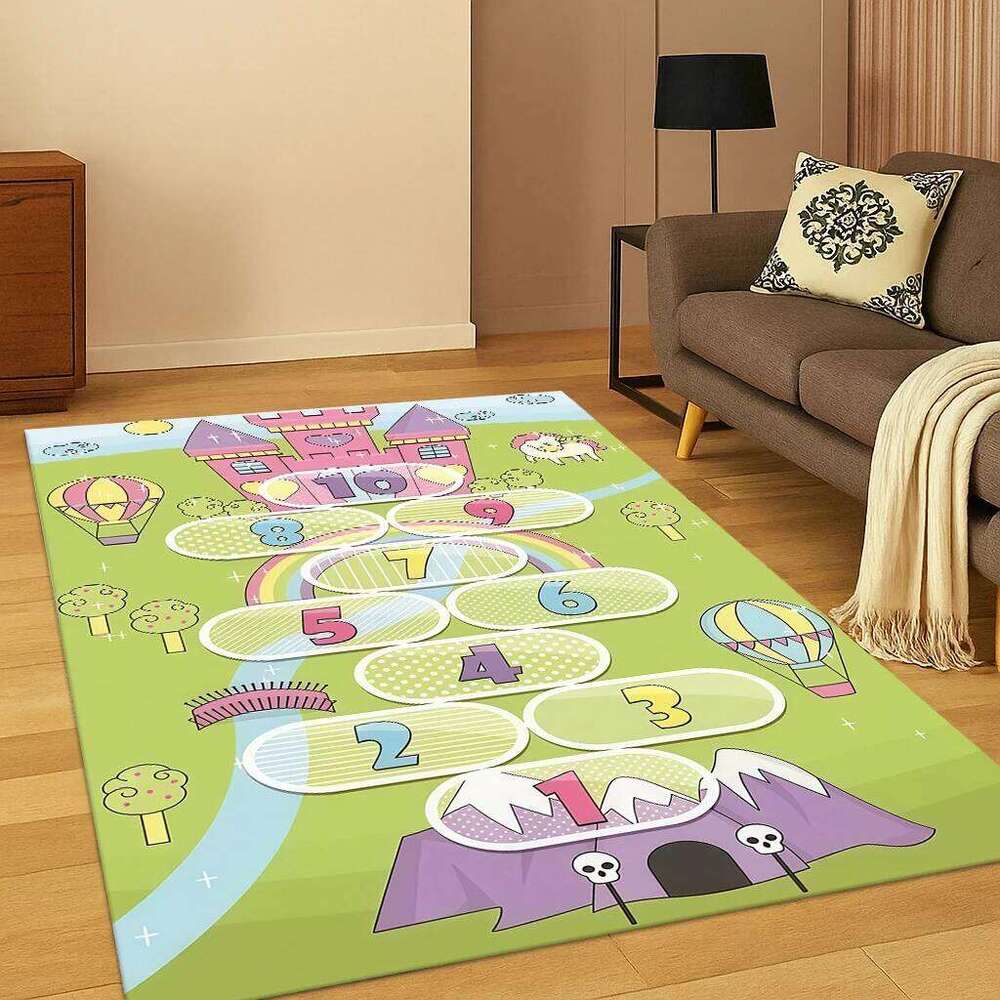 Child Digital Games Hopscotch Carpet Mat for Living Room Sofa Home Bedroom Doormat Kitchen Decor,Kid Play Non-slip Area Rug H260226