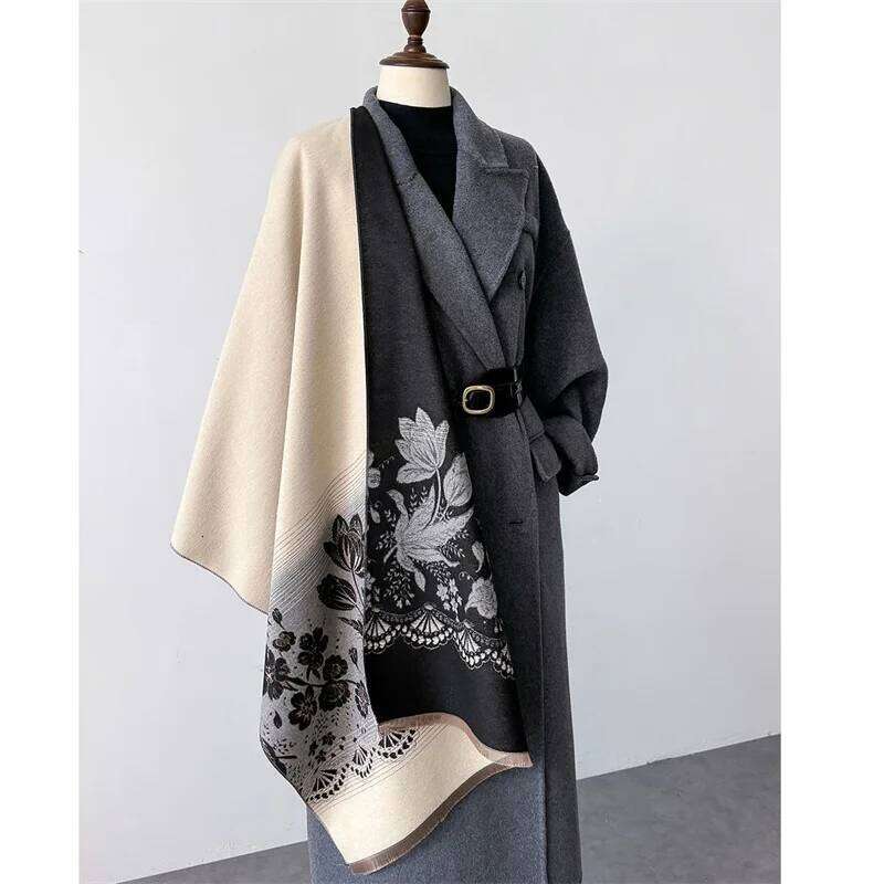 2024 Design Floral Printed Cashmere Scarf Women Winter Pashmina Shawls And Wraps Thick Warm Bufanda Stoles Blanket Luxury Z260226