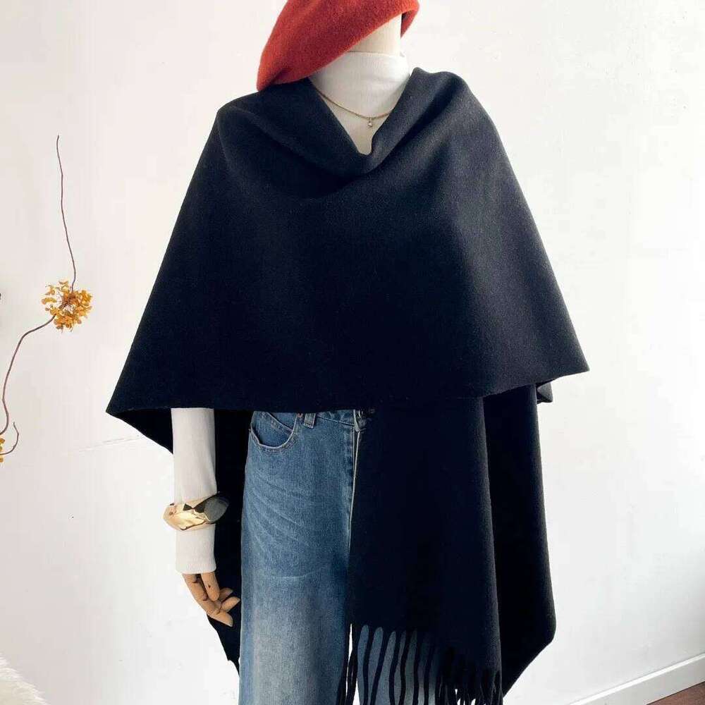 High-end Solid color Thick Scarf Large Shawl Women's Cape Winter Warm Cashmere Feel Scarves Luxury Brand Z260226