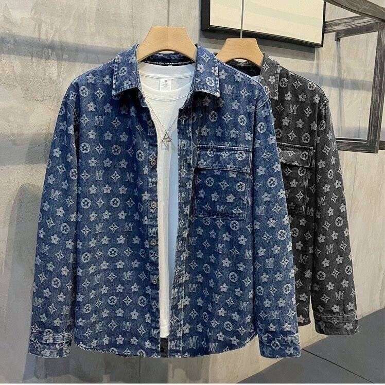 Denim 2025 Spring/Autumn New Trendy Brand Casual Stylish Retro Personalized Printed Work Shirt Jacket For Men