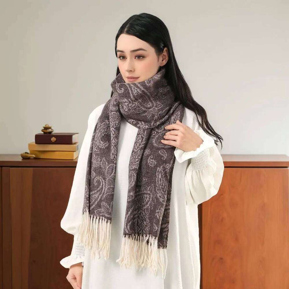 Autumn New Hot-selling Imitation Cashmere Cashew Fringed Scarf Women's Versatile Fashion Thickened Outer Warm Office Shawl Z260226