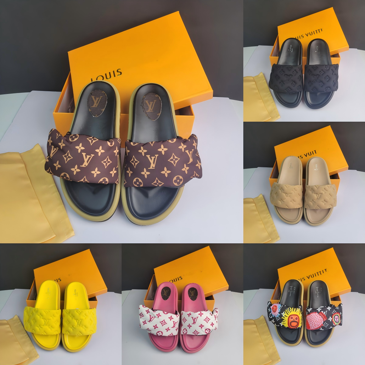 2026 Designer sandals slippers for women slides comfort embossed ladies mules flats shoes triple black pink deep denim blue luxury fashion woman men sliders