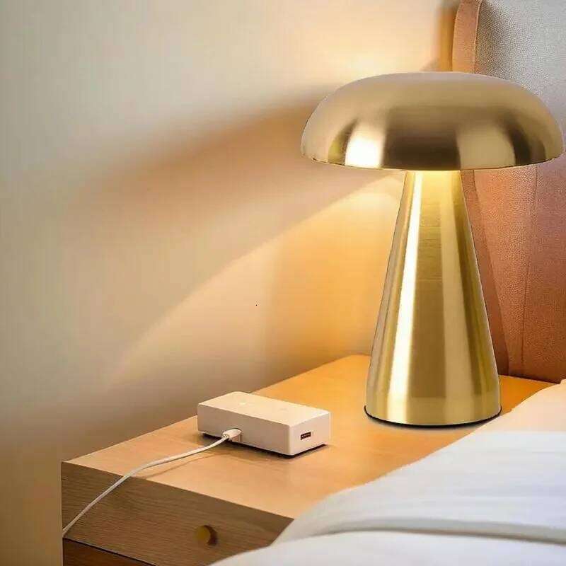 Retro Mushroom LED Table Touch Sensor Bedside Lamp Rechargeable Reading Lights For Bedroom Restaurant Bar Decor Lighting Z260227