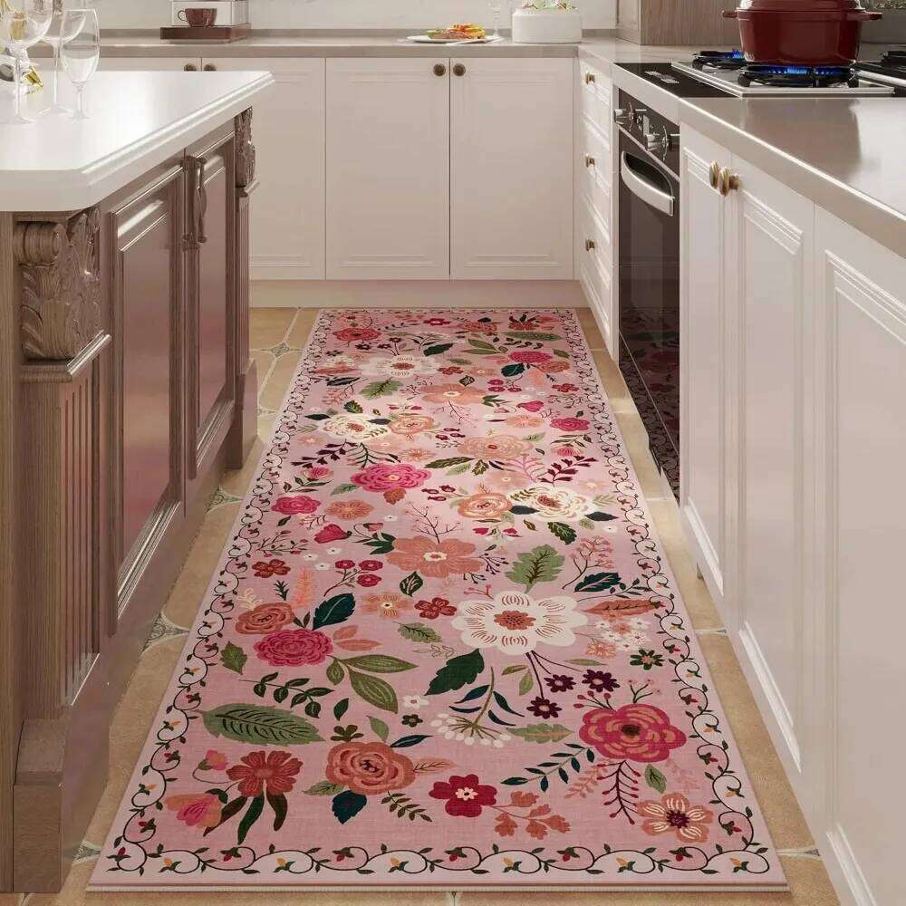 Runner Rug Hallways Machine Washable Carpets with Rubber Backing Soft Floral Kitchen Decor Rugs for Bedroom H260226