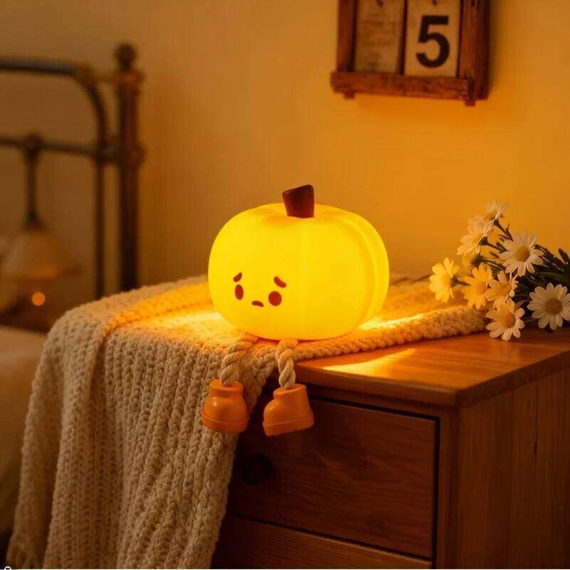 Halloween Pumpkin Night Light - Cute Silicone Touch Lamp with Dimmable Glow, Timer Bedside Safe Decor for Kids & Nursery Z260227