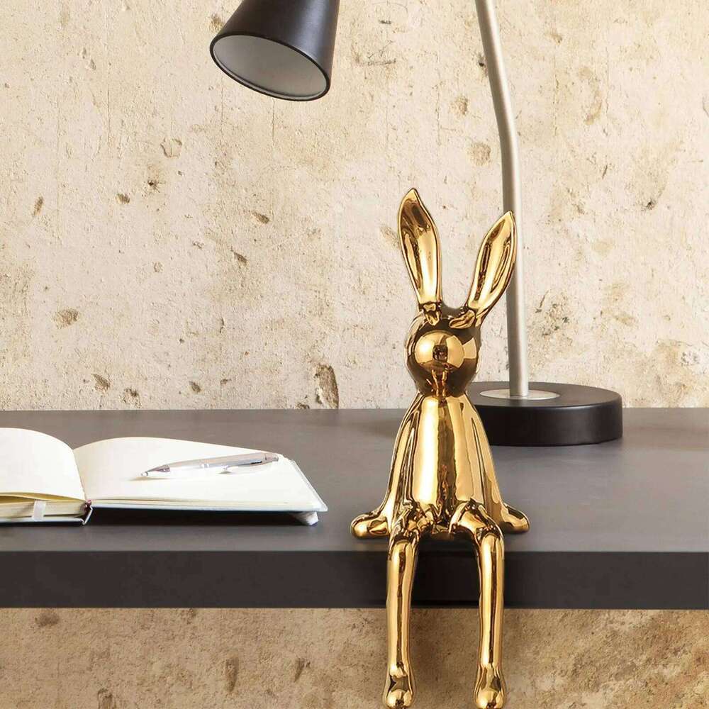 Rabbit Statues Glaze Decorative Ornament Animal Figures for Bedroom Bookshelf Desktop Entrance Indoor Z260227