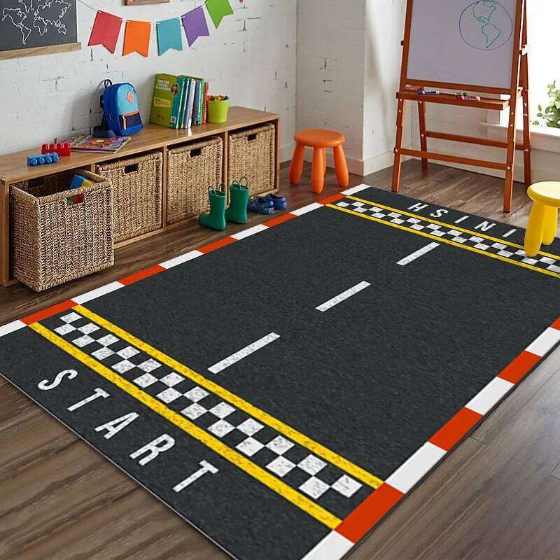 Sports Theme Racing Track Basketball Court Soccer Field Carpet Kids Play Home Decoration Non-Slip Floor Mat Rugs for Bedroom H260226