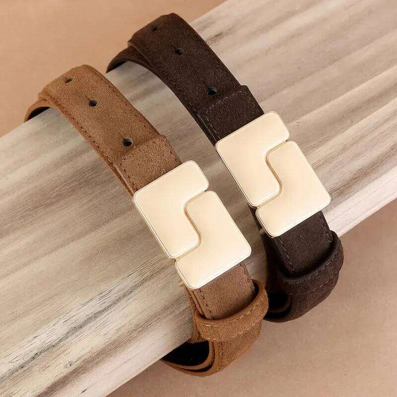 High-quality, simple design, genuine cowhide suede belt, elegant women's leather belt Z260226