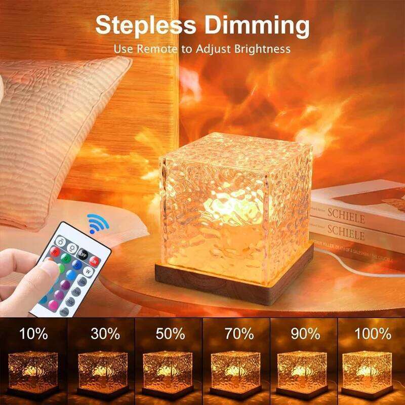 Ocean Wave Projector Light Cube Lamp with 16 Colors, Remote Control, USB Charging Night Lights for Living Room Bedroom Decor Z260227