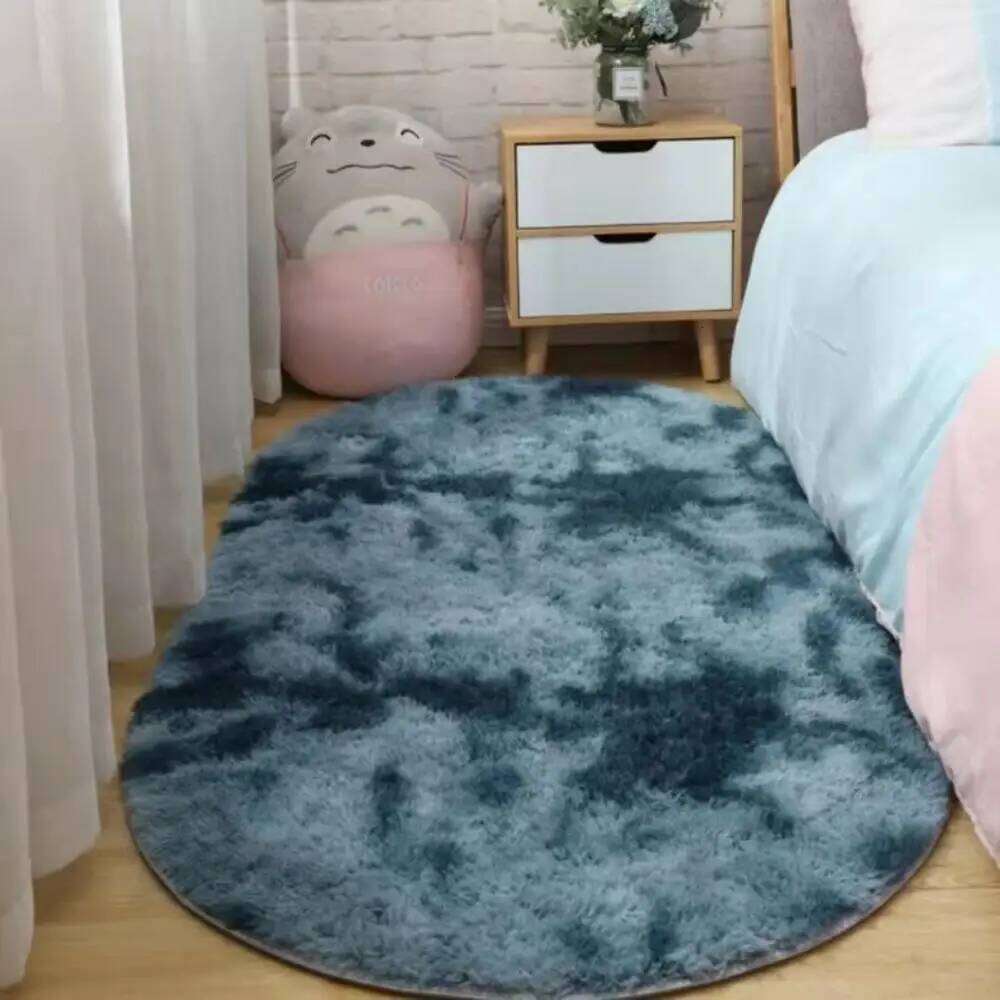 VIKAMA Soft Bedside Oval Girl Rug Bedroom Carpet For Live Room Winter Warm Floor Mat Doormat Home Decoration H260226