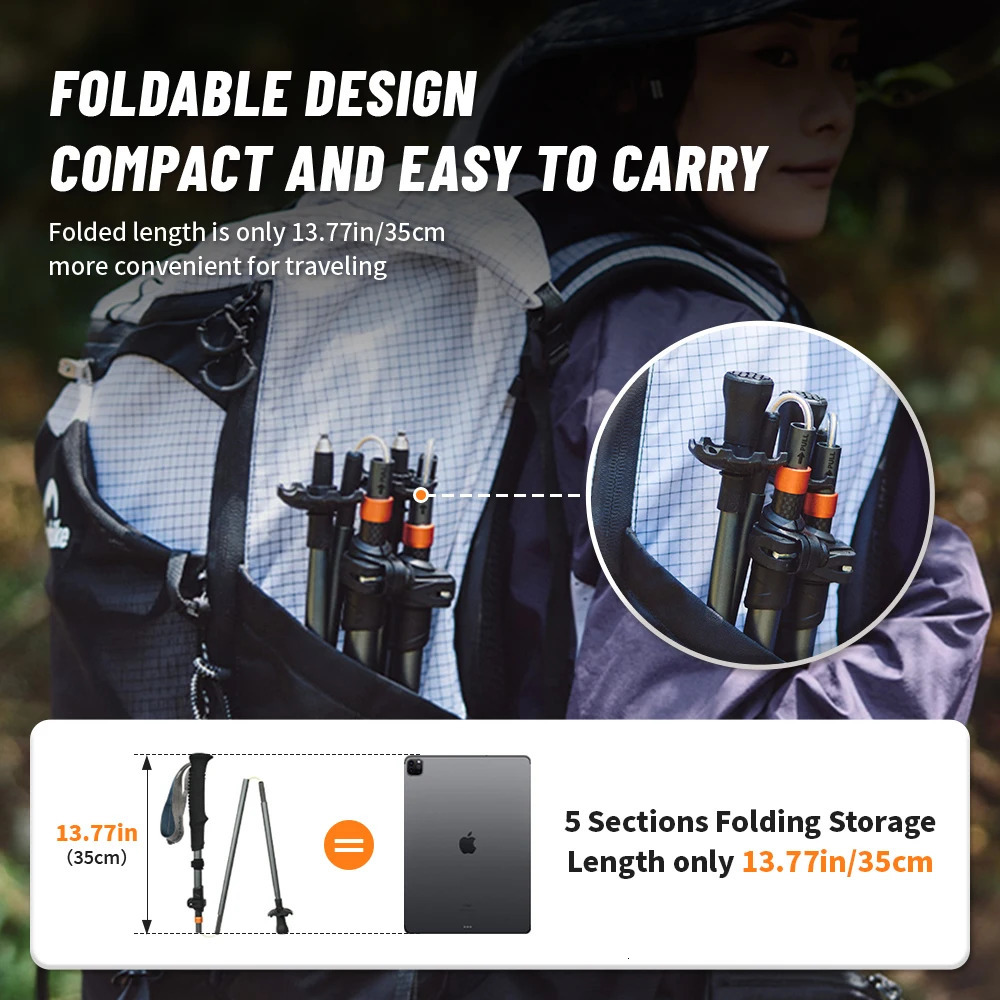 Gale UL PRO Trekking Pole Carbon Fiber 7075 Aluminum Alloy Folding Stick Lightweight Outdoor Climbing Walking Sticks 260206