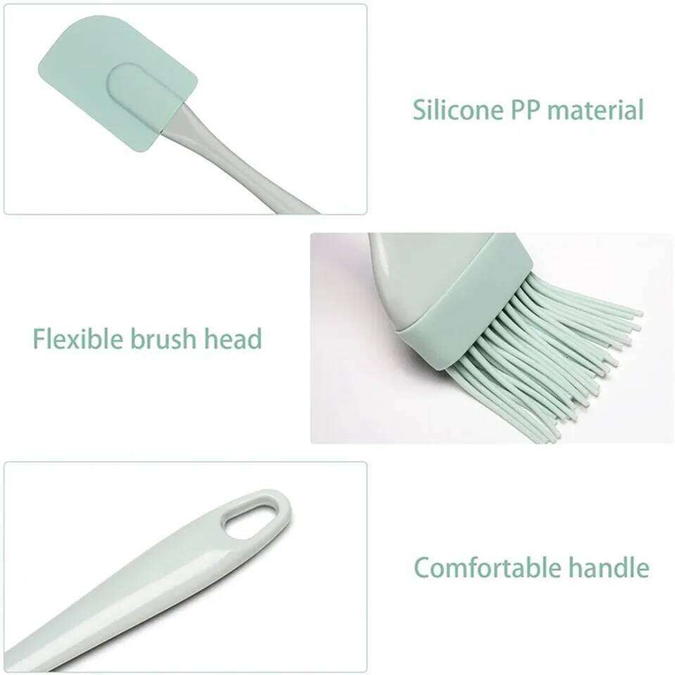 3Pcs Cream Scraper DIY Bread Cake Butter Mixer Oil Brush Kitchen Baking Tool Silicone Spatula Non-stick