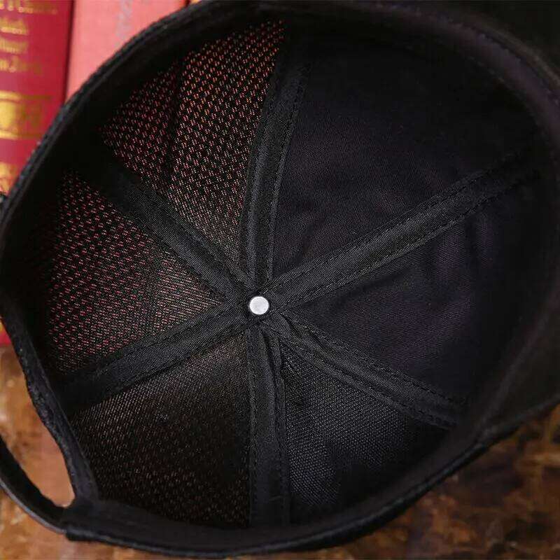 Fashion Genuine Baseball Caps For Men Women Spring Summer Mesh Cap Sheepskin Leather Net Hip Hop Snapback Hat Casual Z260226