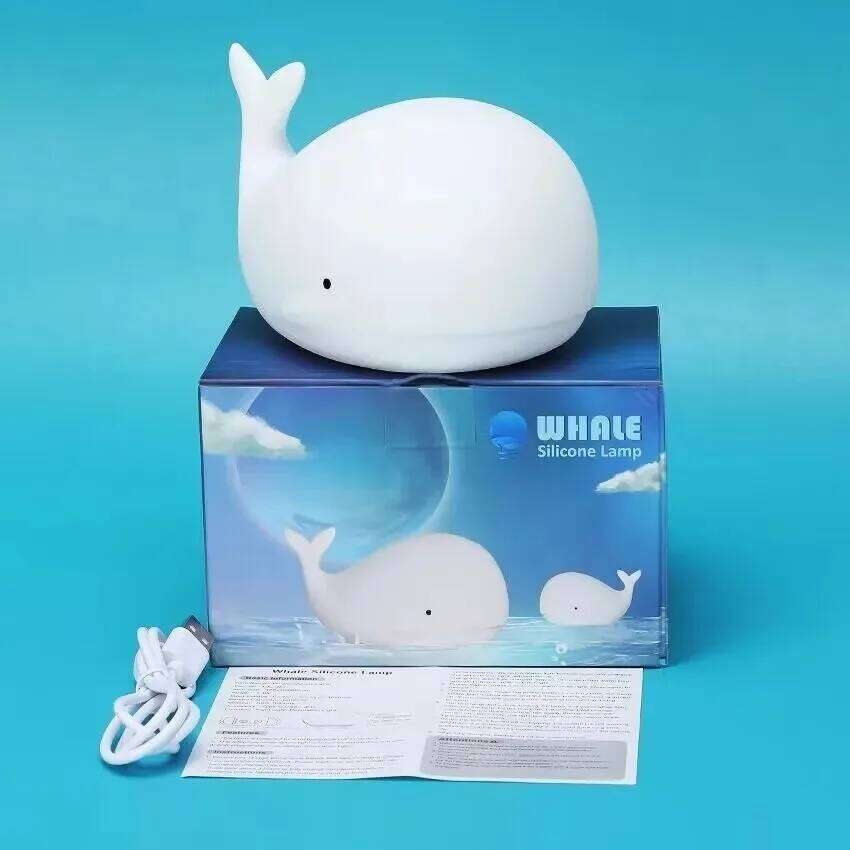 7 colors Night Light Cute Whale Animal Silicone USB Rechargeable Nightlights Room Decorations Table LED Lamp Gifts For Children Z260227