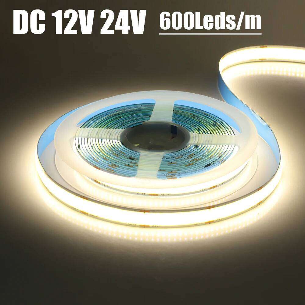 600Leds/M Double Row COB Strip DC 12V 24V High Brighter RA85 Warm/Natural White 3000K 4000K 6000K Flexible Ribbon Rope LED Light Z260226