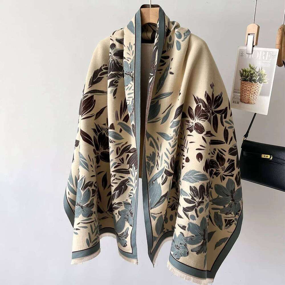 2024 Warm Cashmere Soft Flowers Printing Scarf Women Shawl New Wraps Luxury Thick Blanket Winter Bufanda Pashmina Travel Stoles Z260226