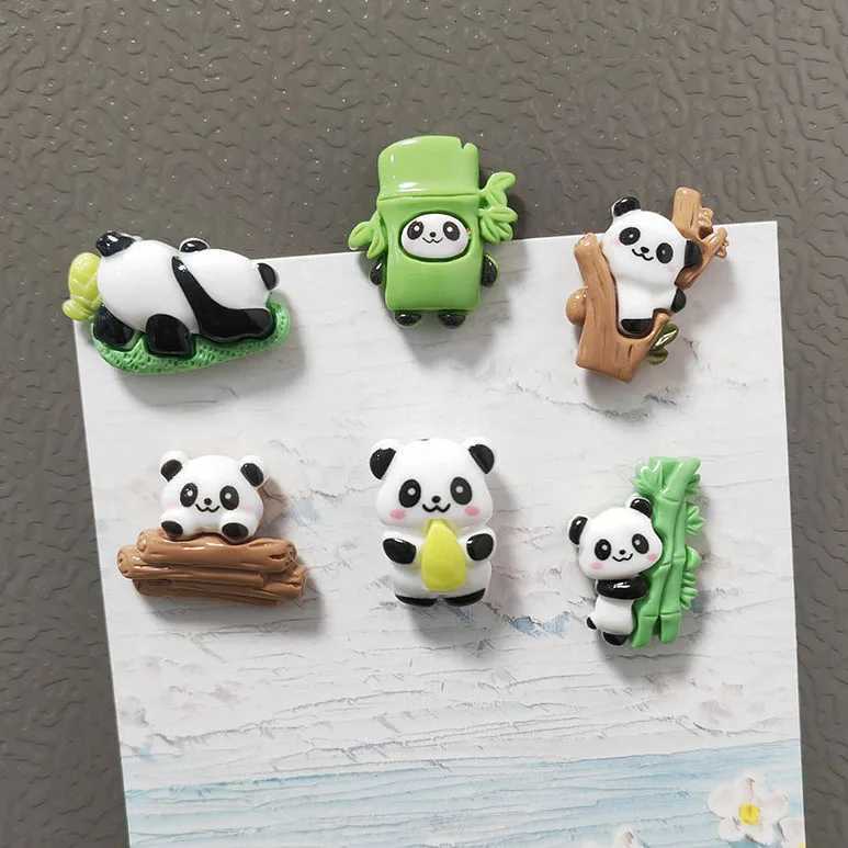 Cute Panda Fridge Magnets 6pcs Chinese Style Resin Home Decor for Whiteboard & RefrigeratorT260227