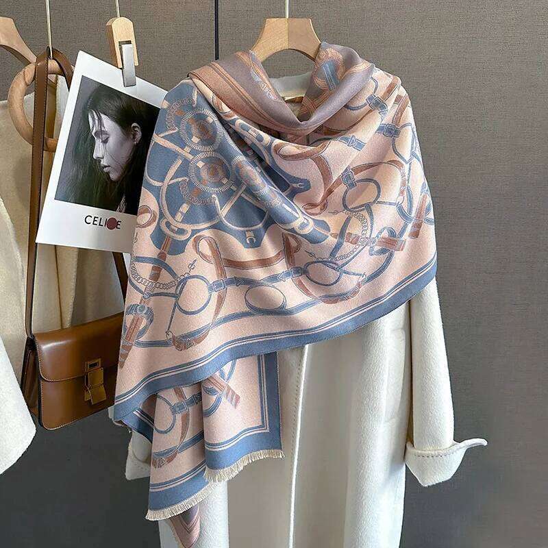 Luxury Chain Cashmere Hijab Poncho Women Thick Warm Winter Scarf Design Pashmina Travel Blanket Shawl Wraps Bufanda Echarpe Z260226