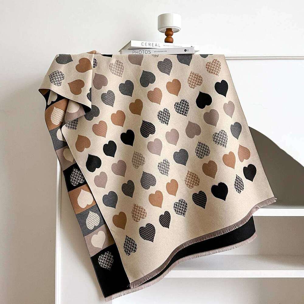Fashion Elegant Heart Jacquard Pashmina Imitation Cashmere Scarves Winter Thick Warmth Shawl Coldproof Windproof Blanket Scarf Z260226