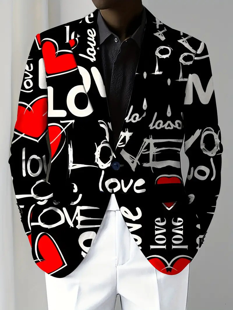 2024 Autumn New Style Color-Block Print Hip-Hop High Street Style Notched Collar Long Sleeve Blazer 240701