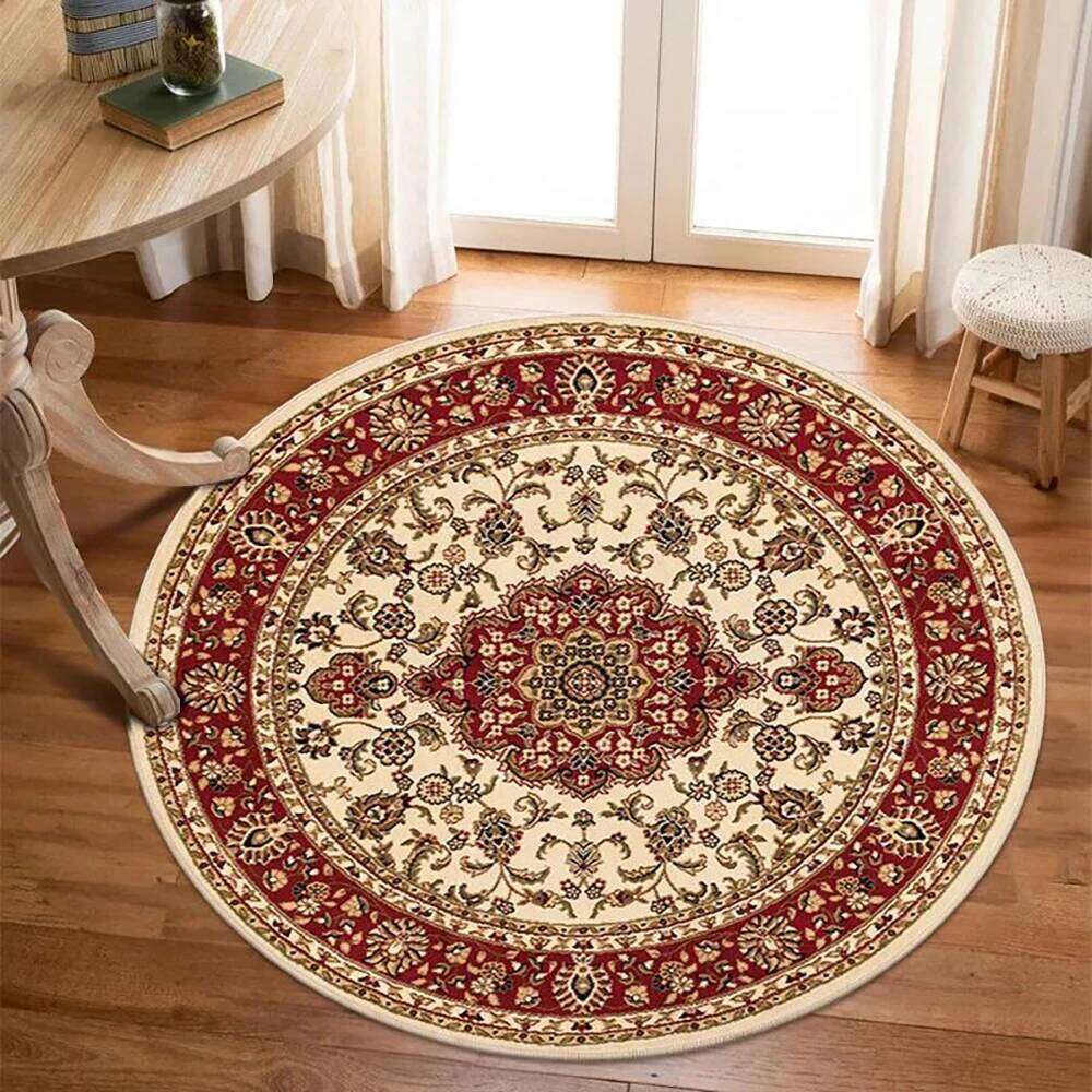 VIKAMA Round Turkish Bohemian Persian Rug Vintage Living Room Sofa Coffee Table Carpet for Bedroom Home Decor H260226