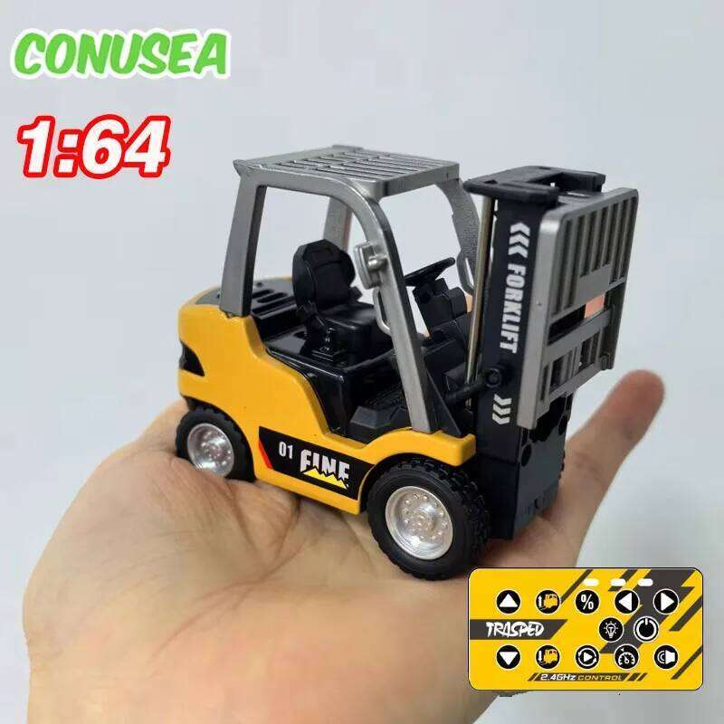 1/64 RC Forklift Trucks Alloy Mini Desktop Toys 2.4G Rc Cars Remote Control Engineer Vehicle Christmas Gifts for Boys Adults H260227
