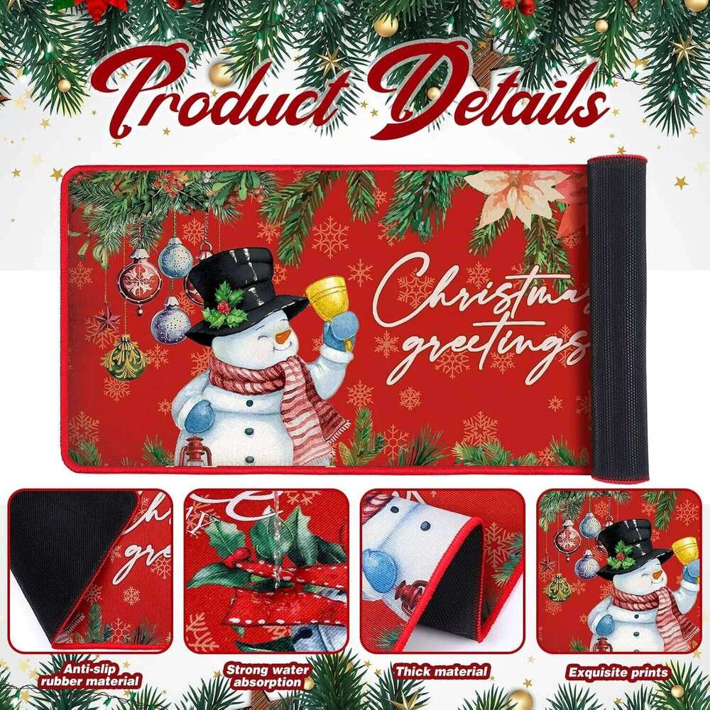 VIKAMA 3PCS Christmas Floor Mats - Entry Door Kitchen Carpets, Anti-Slip Water Absorbing Bath Mats, Home Decor H260227 - view 6