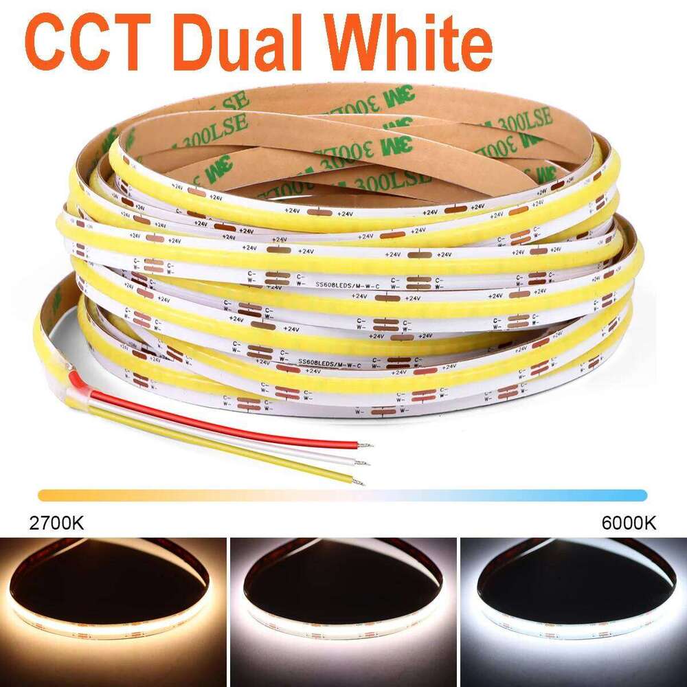 5m 3m 2m 1m Indoor LED Strips Lights Decoration COB LEDS 608PCS/M Color Adjustment CCT Warm White/Natural White luzes led Z260226