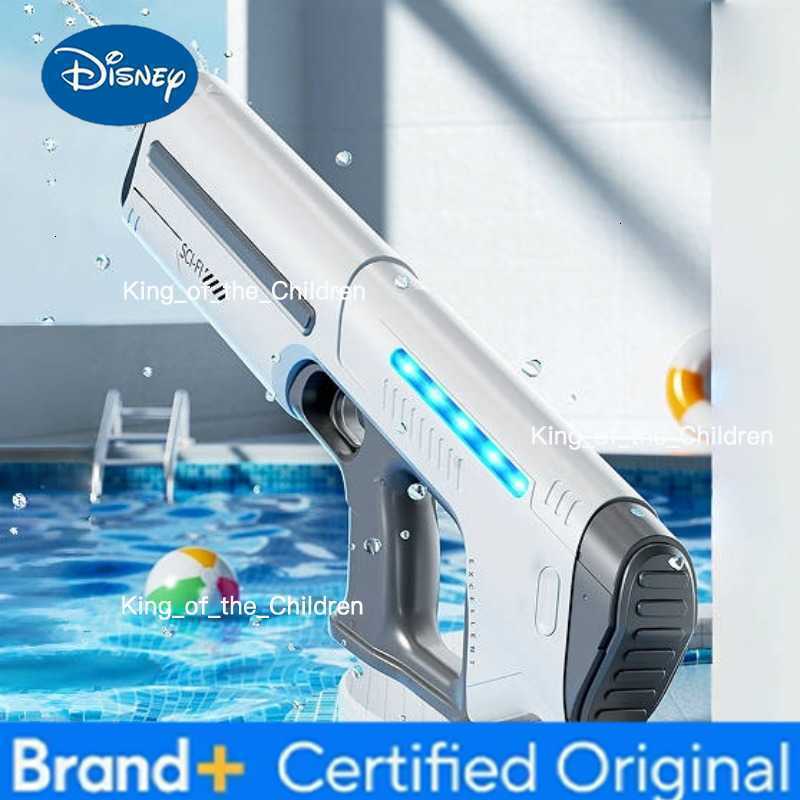 Disney Childrens Fully Automatic Water Storage Gun Large Capacity Electric Water Absorbing Toy Gun Summer Outdoor Water Toy Gift H260227