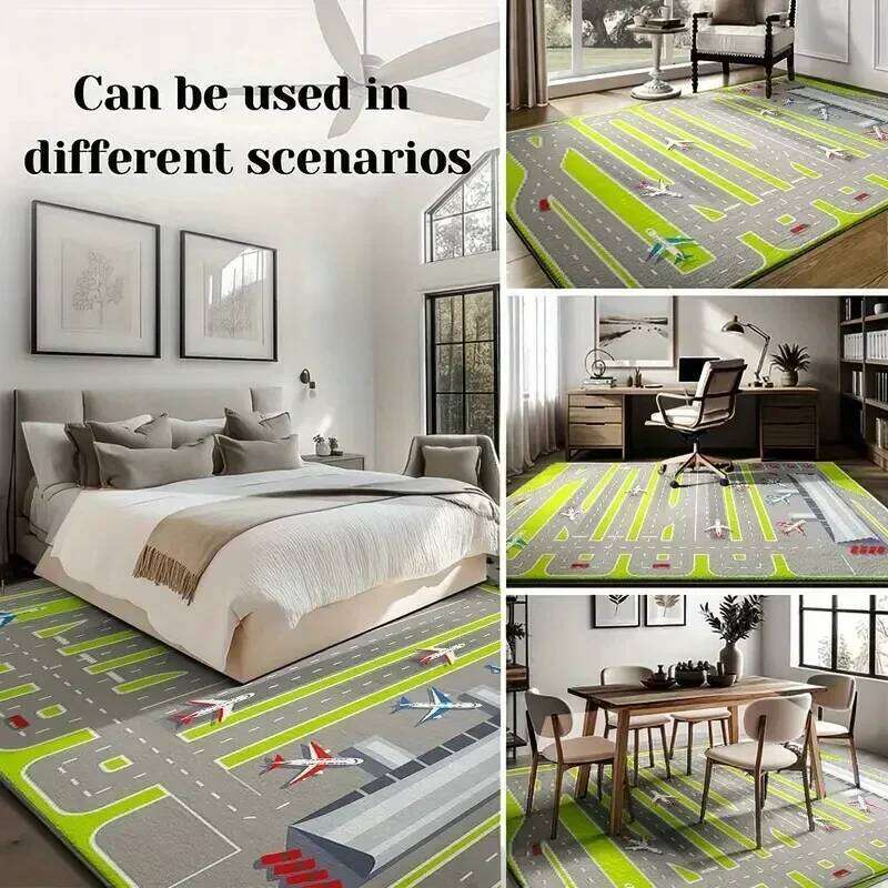 American Football Field Pattern Team Anti Slip Carpet Sports Fans HomeDecorationLiving Room Sofa Game RoomGreen Floor Mat H260227