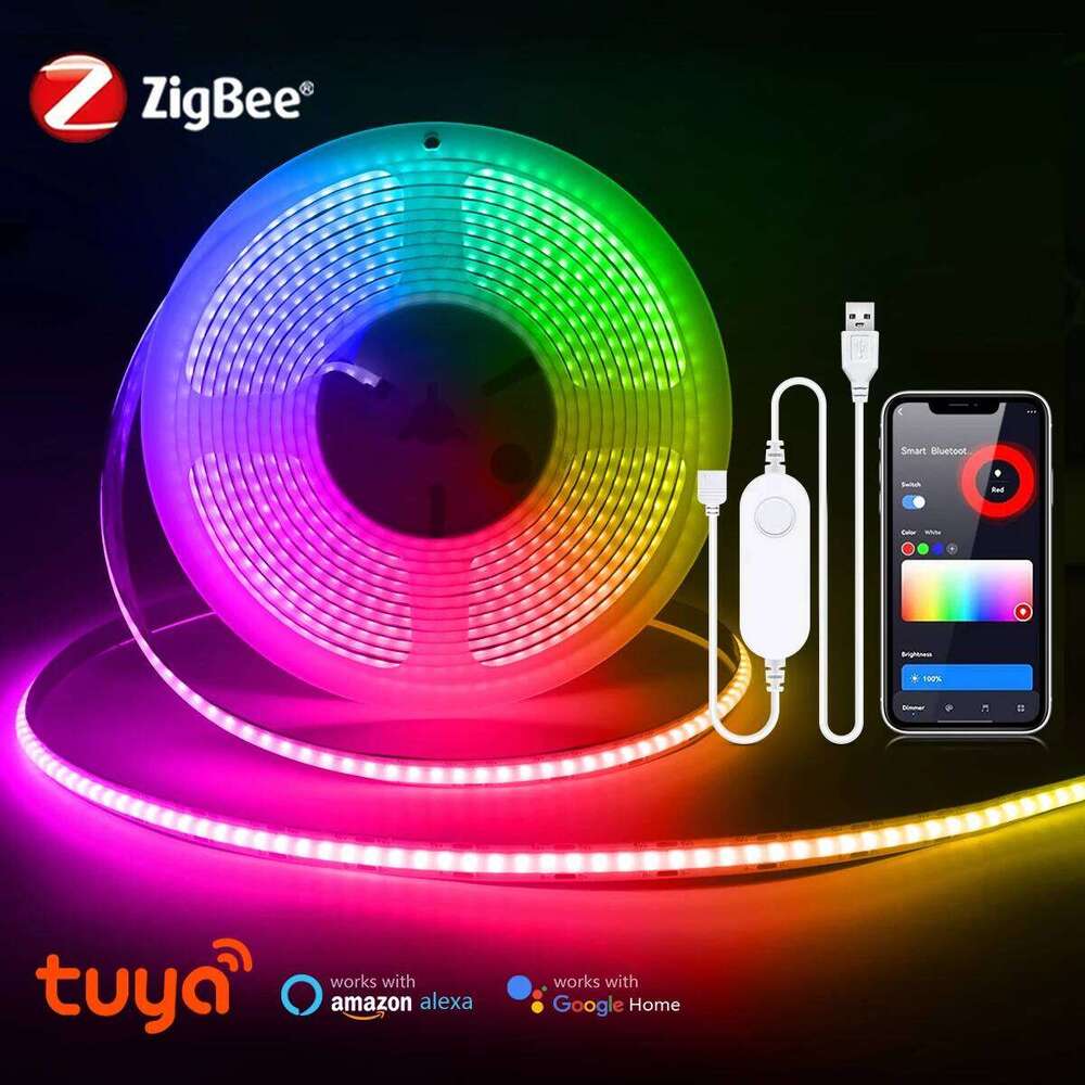 Zigbee Led Light Strips RGB Lamp tira led lichtstreifen Work With Tuya Smart Life Alexa Google Home USB COB LED Strip Z260226