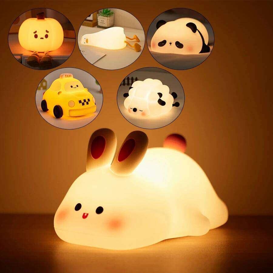 Animal Led Rechargeable Dimmable Silicone Table Lamp Children's Night Light for Nursery Bedroom Cute Birthday Gift Z260227