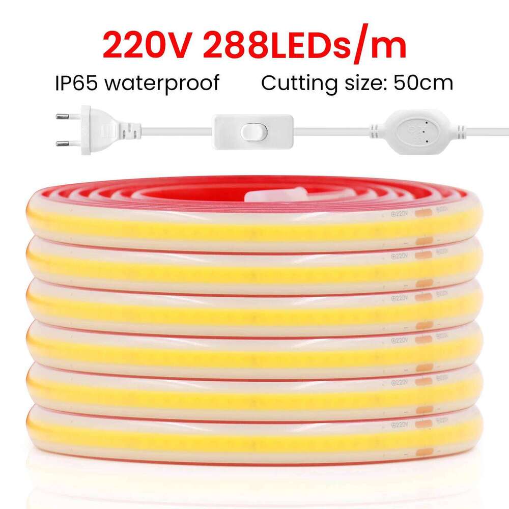 AC 220V COB Neon Strip 4000K 6000K 3000K Warm/Natural Whit Waterproof Self Adhesive Home Decor Flexible Ribbon Rope Light Z260226