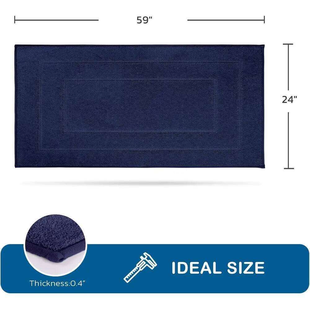 x59 Inch Washable Non-Slip Kitchen Runner, Absorbent Soft Rug for Hallway, Laundry, Navy Blue H260226