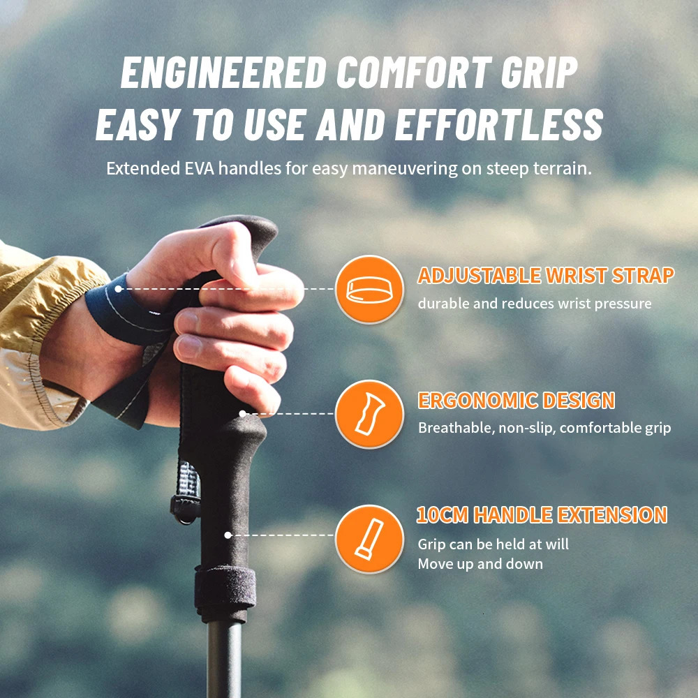 Gale UL PRO Trekking Pole Carbon Fiber 7075 Aluminum Alloy Folding Stick Lightweight Outdoor Climbing Walking Sticks 260206