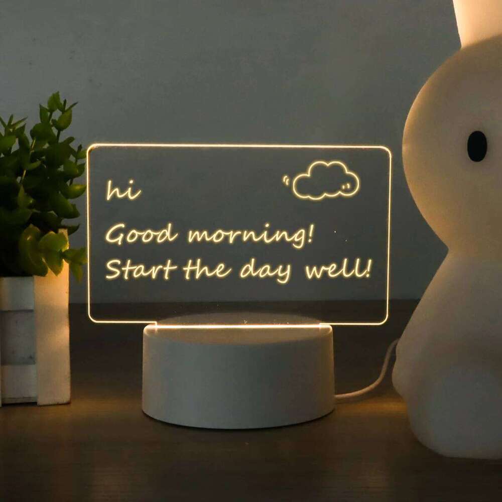 Creative Bedside Message Night Light USB LED Note Board Table Lamp With Pen Gift For Kids Children Girl Friend Decoration Z260227