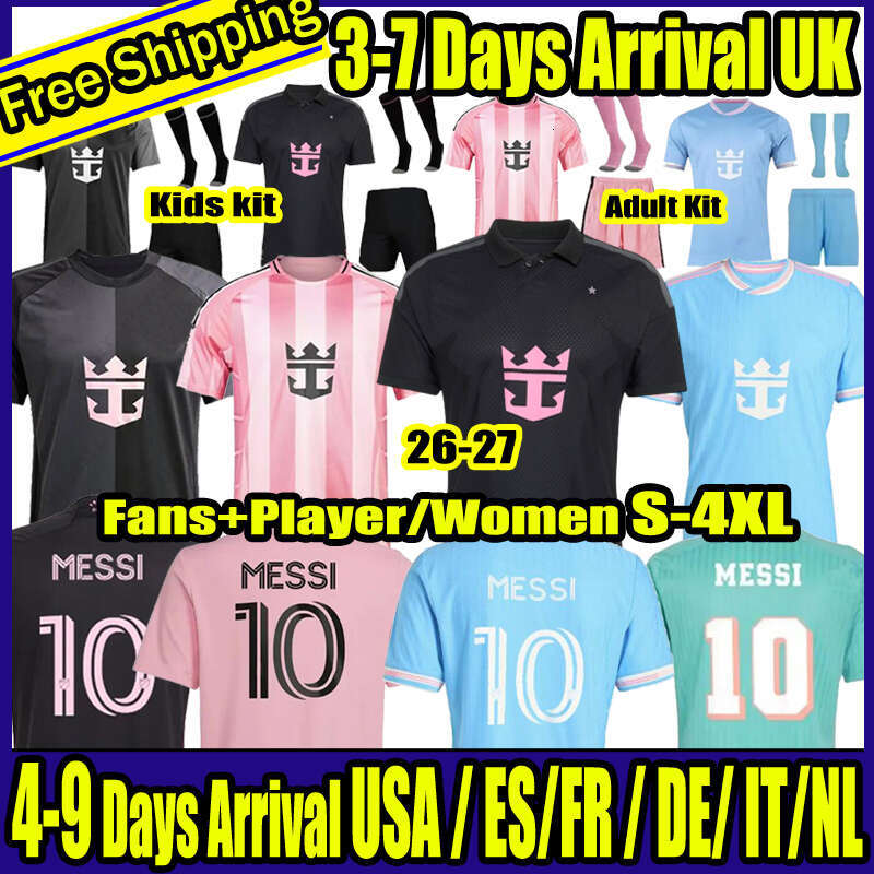 S-4XL 2024 2025 2026 2027 Interes Miamis Soccer Jerseys Women 24 25 26 27 3rd football men kids Player Fans version Grey Black shirt Baby kits child tops