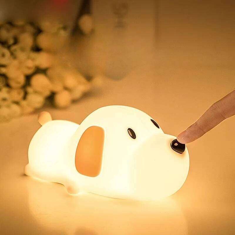 Dog Animal Lamp Sensor Children Kid Bedside Bedroom Decor Birthday Gifts Silicone LED Papa Puppy Night Light Z260227