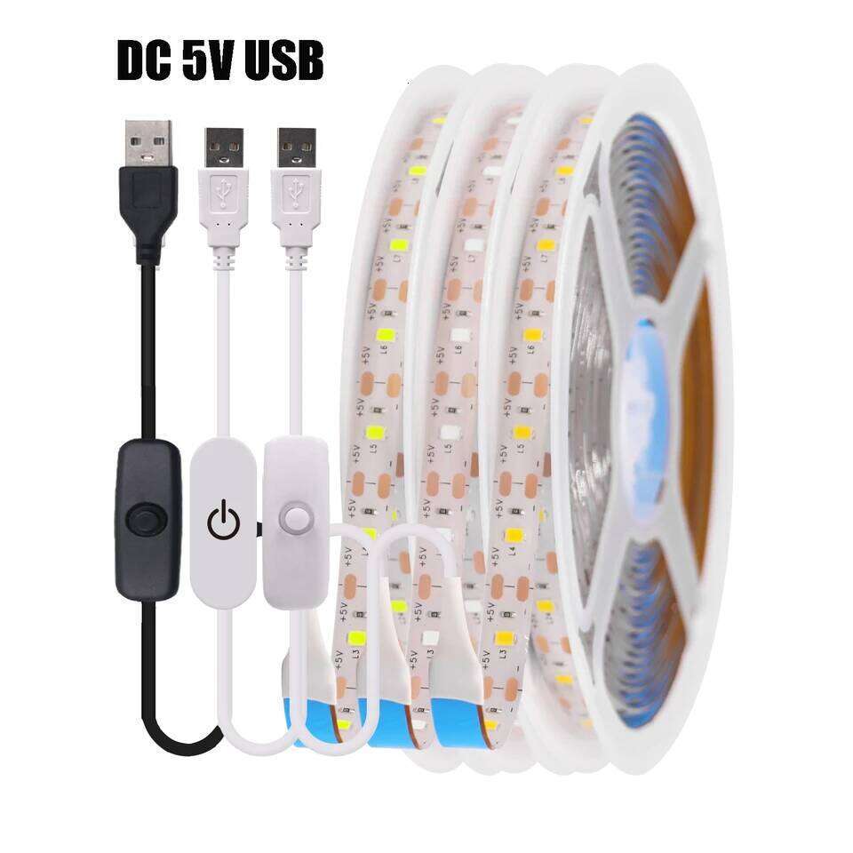 5V USB Strip Dimmer 2835 60LEDs Waterproof Flexible LED Tape with ON OFF Switch for Under Cabinet Light Z260226