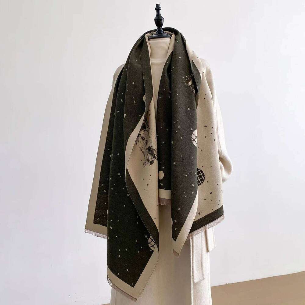 Animal Design Winter Dog Print Imitation Cashmere Jacquard Scarves High Quality Women Thicken Wrap Shawl Ladies Pashmina Scarf Z260226
