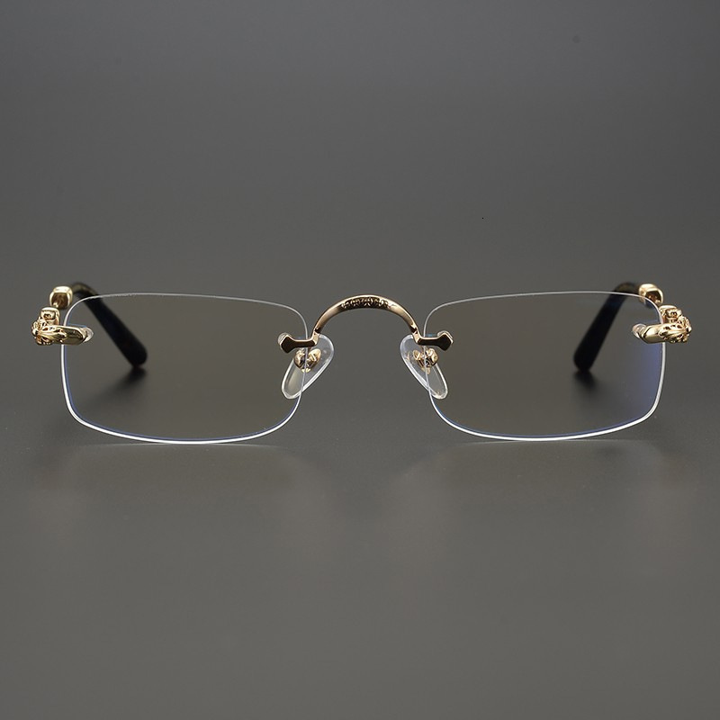 Luxury Brand Designer Sunglasses Blue Light Blocking Reading Glasses, Frameless, Metal Frame, Square, For Men, Can Be Fitted With Prescription Lenses,