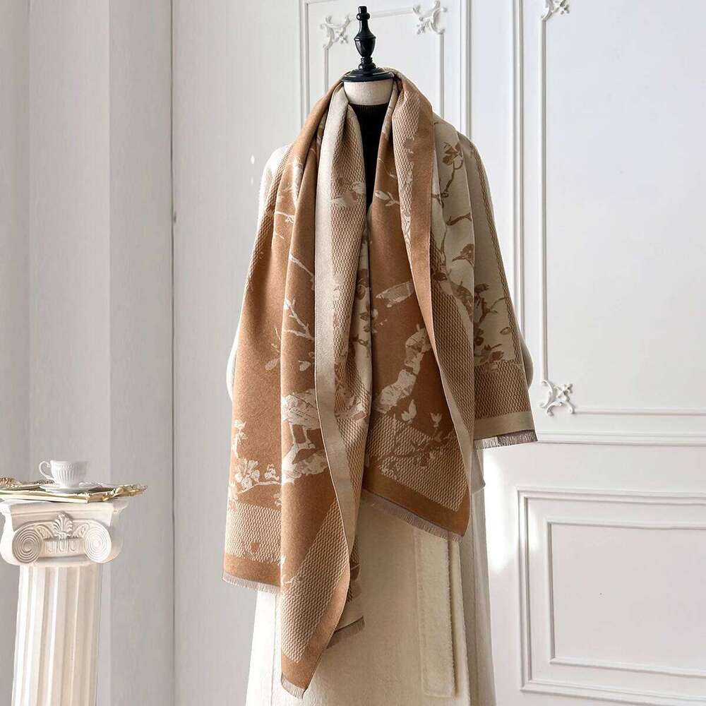 Luxury Women's Faux Cashmere Scarf Warm Pashmina Blanket Poncho Fashion Print Thick Shawl for Autumn Winter Z260226