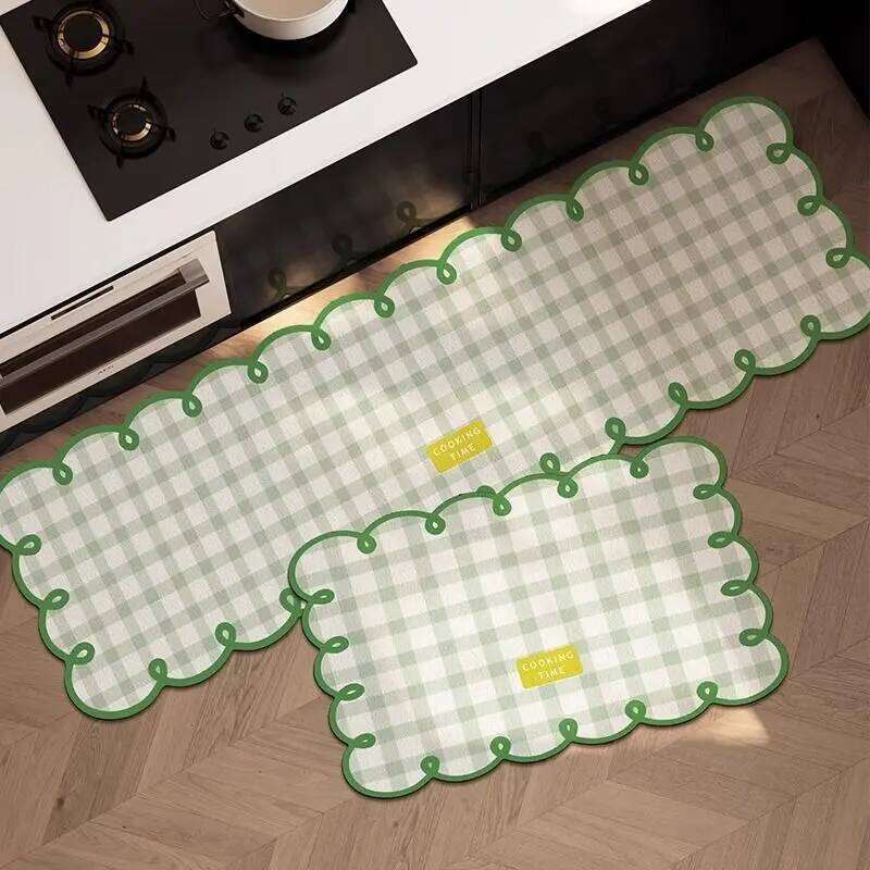 VIKAMA 1/2PC Simple Checkerboard Kitchen Special Dialgae Mud Absorbent Anti-Fouling Anti-Slip, Dirt-Resistant Carpet Home Decor H260226