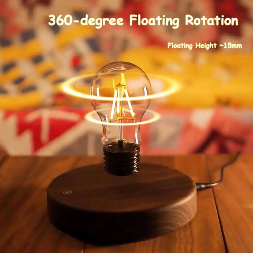 Wireless Levitating Magnetic Floating LED Desk Table Night Light, 360 Degree Automatic Rotate Bulb Lamp for Gifts, Room, Office Z260227