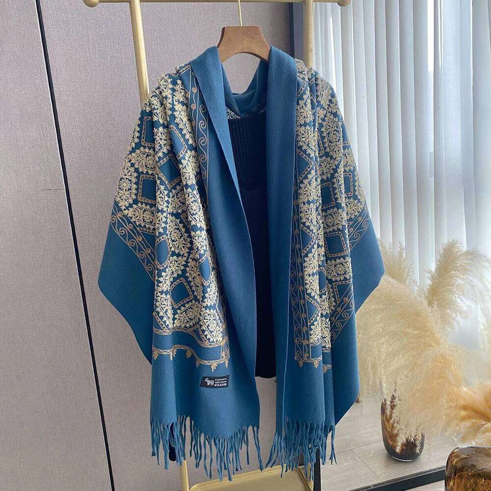 Luxury High Quality Embroidery Scarf Elegant Women Winter Thick Warm Neck Pashmina Long Fringe Scarves Lady Blanket Soft Shawl Z260226